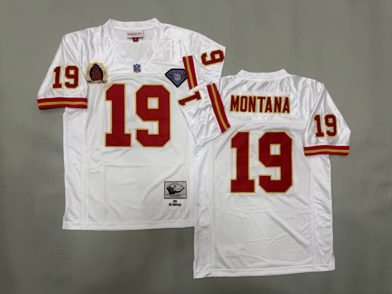 Men 2025 Kansas City Chiefs #19 Montana white Throwback Limited NFL Jersey style 001
